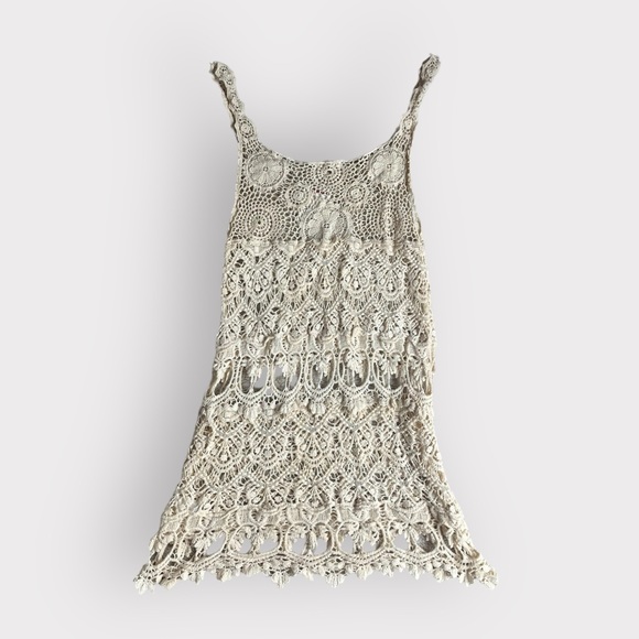 Lovely 153 Beige Crochet Lace Tank Dress Cover Up NWT - Picture 2 of 4